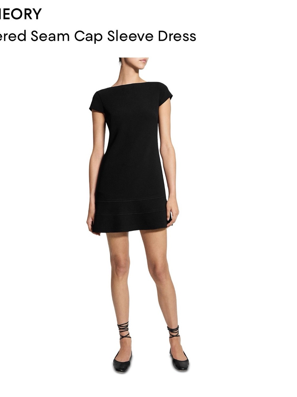 Theory Black Cap-Sleeve Mini Dress